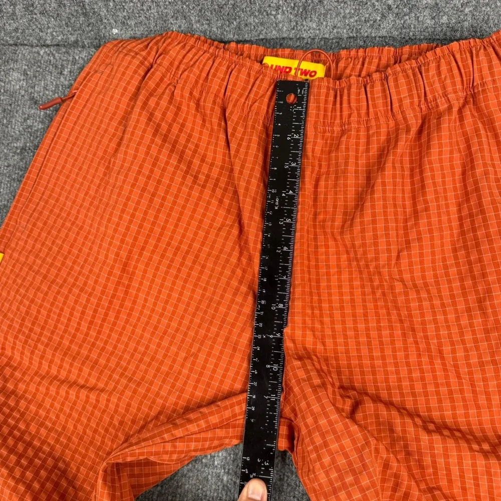 Round Two Pants Mens Size 30 Orange Grid Pattern Straight Leg Streetwear NWT